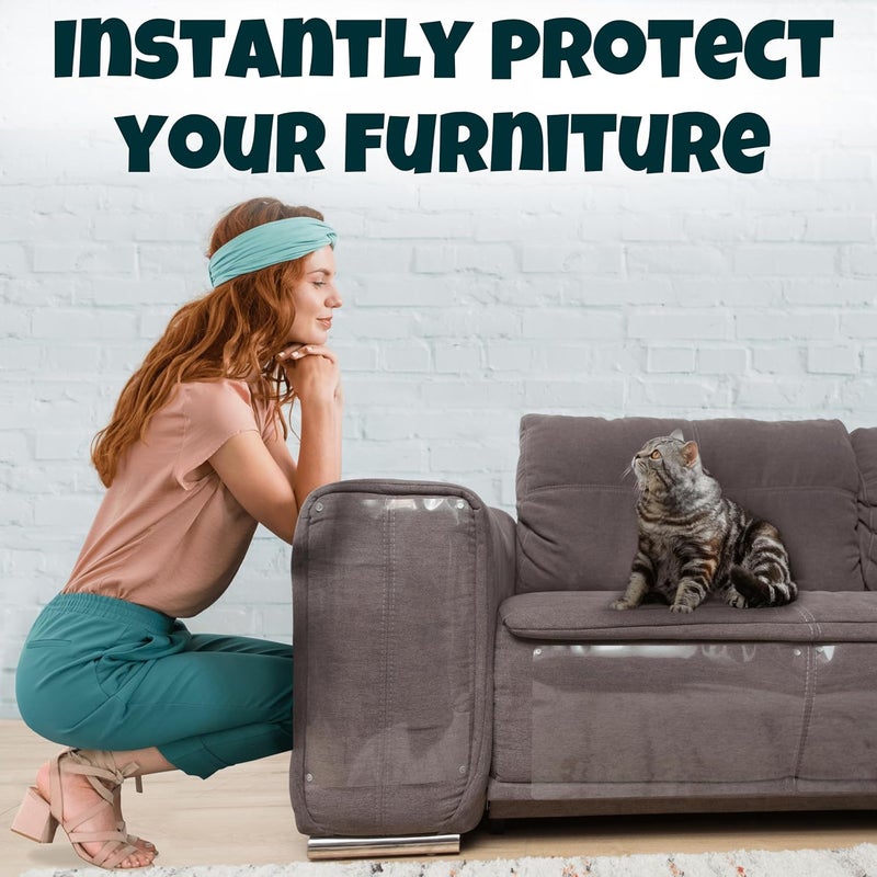FixZilla Anti Cat Scratch Furniture Protector, 12-Pack Couch Protector from Cat Claws – Heavy-Duty, Easy-to-Apply Scratching Deterrent and Shield for Sofa Corners, Walls, Doors- with 52 Twist Pins - Image 4